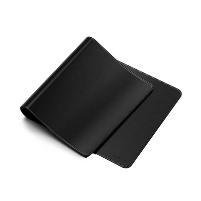 Czarna mata biurkowa z wegańskiej skóry, elegancki dodatek do home office