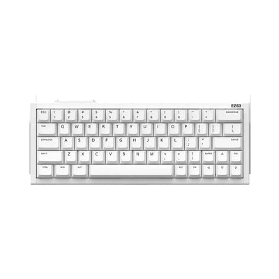 Biała klawiatura mechaniczna EZ63, minimalistyczny design, idealna do biura i Home Office