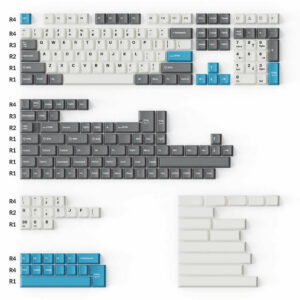 Keychron Cherry Profile Double-Shot PBT Full Set Keycaps - Grey, White and Blue