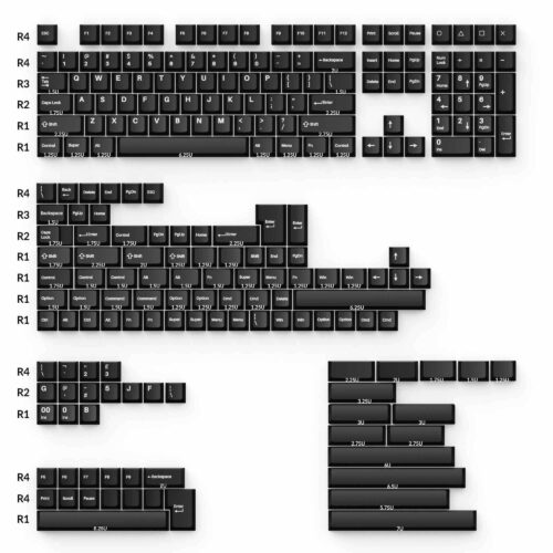 Keychron - Cherry Profile Double - Shot PBT Full Set Keycaps - White on Black - Wob