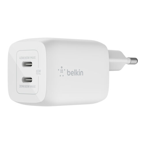 Belkin - BoostCharge Pro Dual USB-C GaN Wall Charger - Podwójna Ładowarka Sieciowa 65W