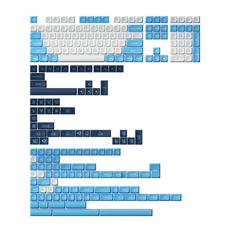 Akko - Carolina Blue Keycap Set (227-Key) - Zestaw Keycapów PBT Double-Shot o Profilu MDA