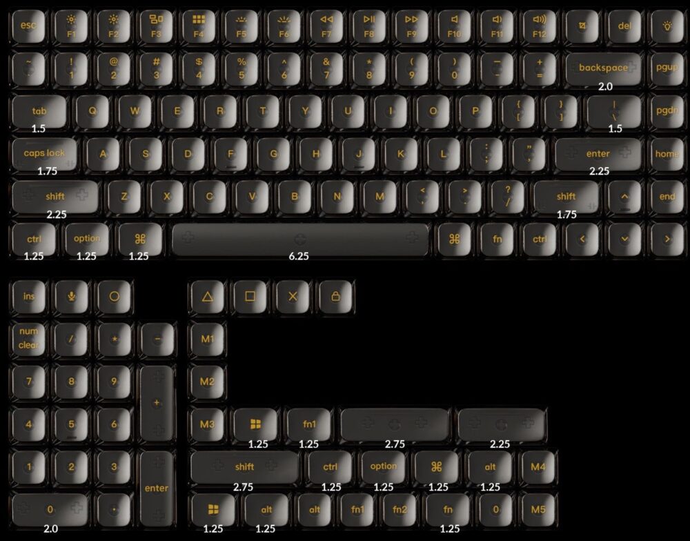 Keychron - Black Transparent Low Profile LSA Full Set Keycap Set - Przezroczyste Keycapy Niskoprofilowe